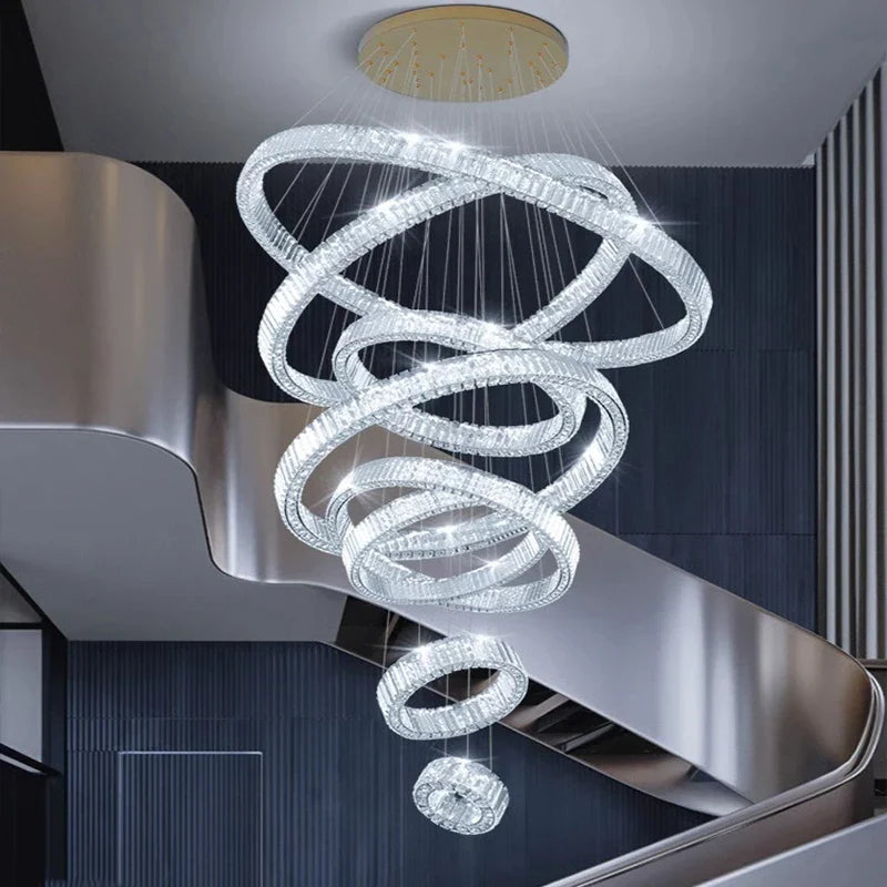 Afralia™ Crystal Chandelier: Luxury Living Room Pendant Light, Stair Lamp & Ceiling Lighting