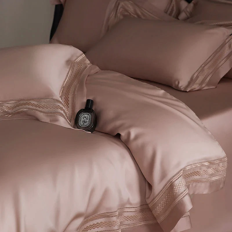 Afralia™ Luxury Embroidery Wide Edge Bedding Set in Soft Lyocell Fabric