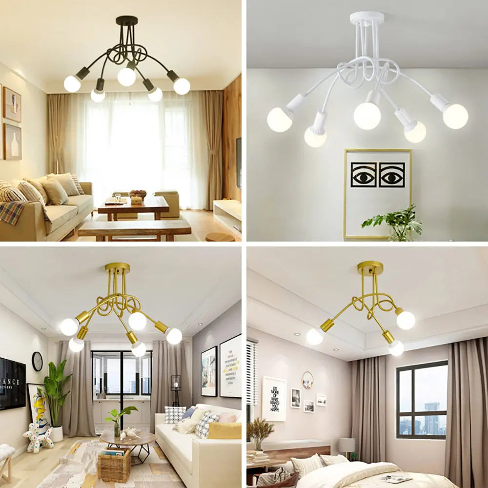 Afralia™ Nordic Wrought Iron Sputnik Ceiling Light Chandelier for Home Decor