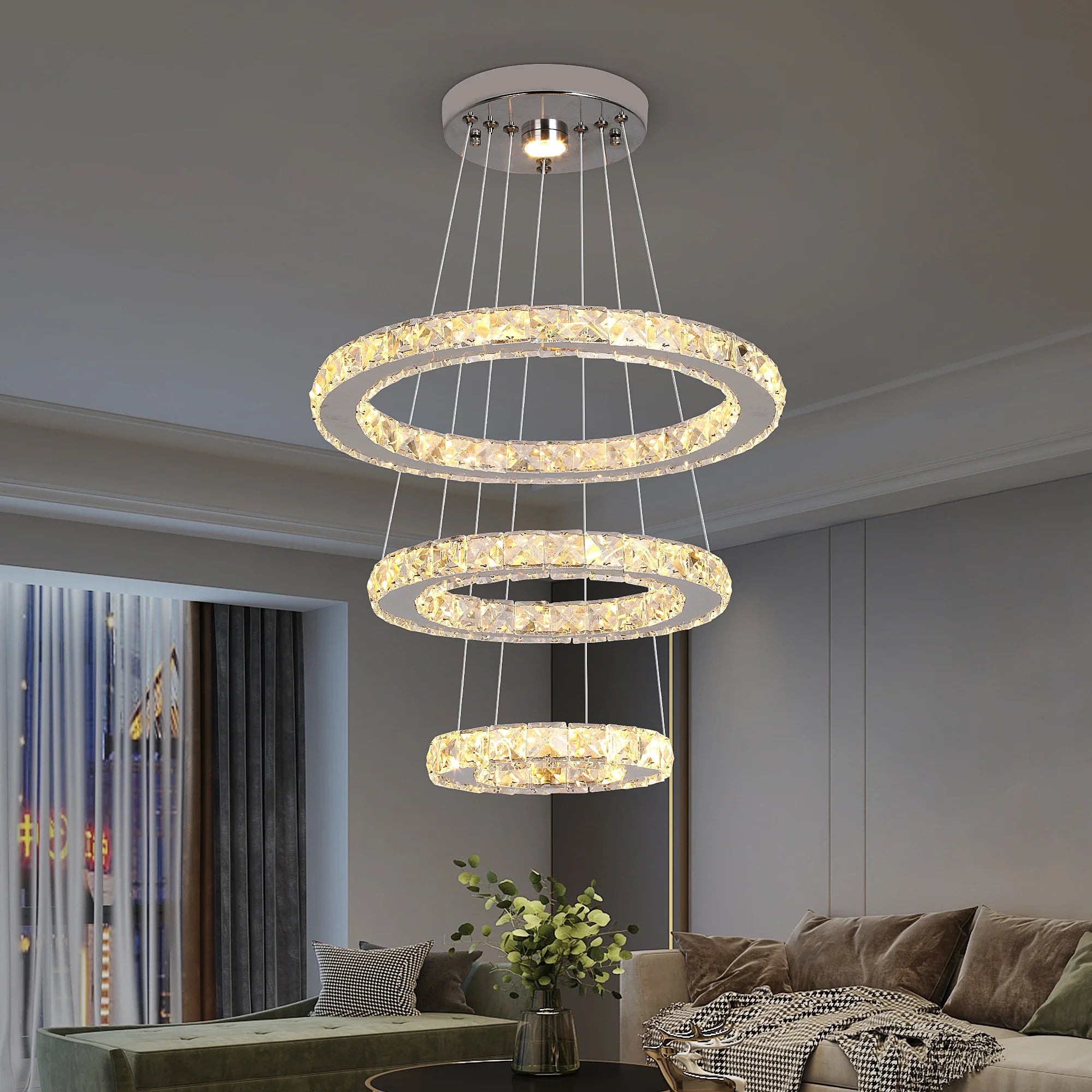 Afralia™ Crystal Chandelier LED Pendant Lighting for Living Room