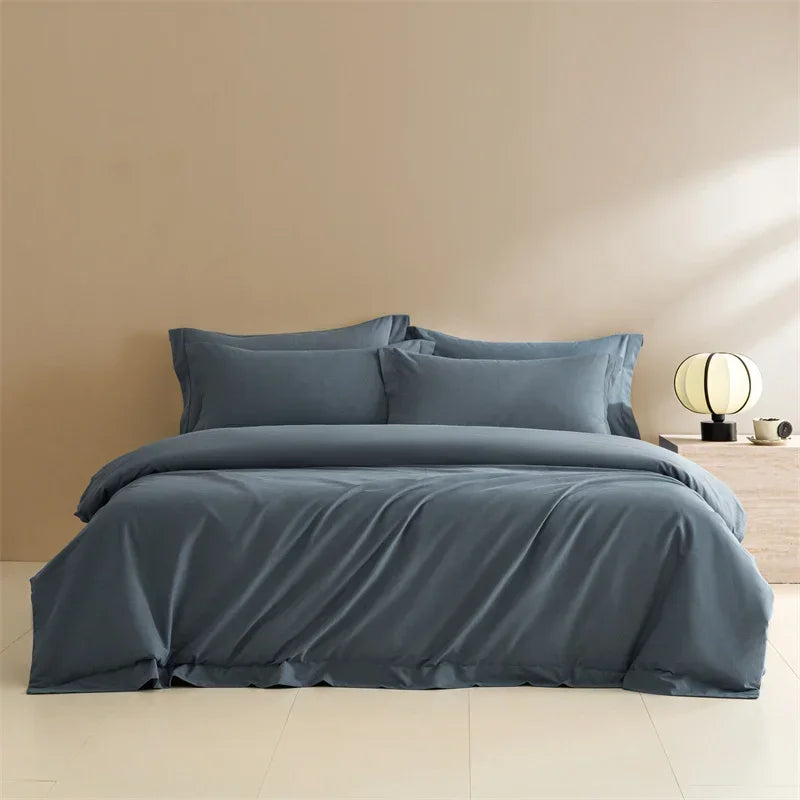 Afralia™ Solid Color 100% Cotton Bedding Set for Queen/King Size Beds
