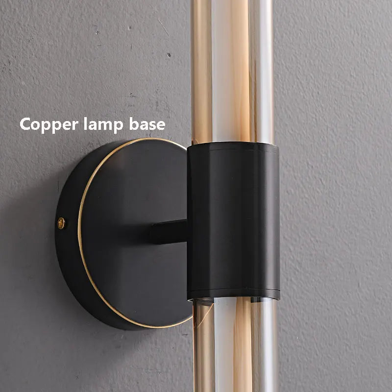 Afralia™ Retro LED Wall Light Cognac Black Sconce for Hotel Bathroom Exhibition Hall