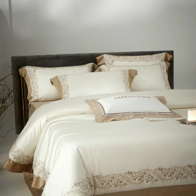 Afralia™ Egyptian Cotton Bedding Set: King/Queen Size Sheets, Blanket, Cover, Pillowcase - Solid Color