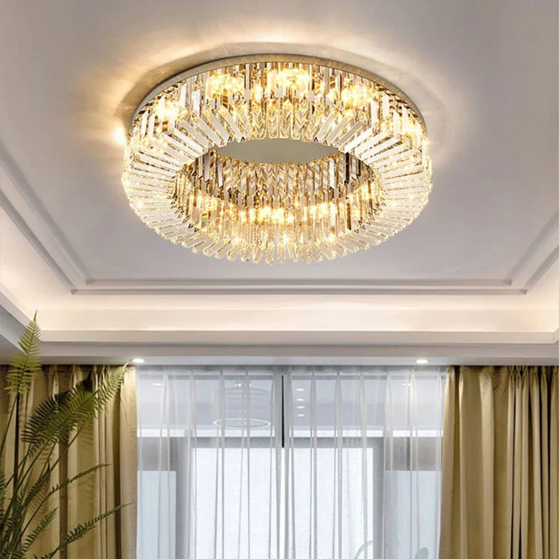Afralia™ Crystal LED Ceiling Lights: Elegant Lighting Fixture for Living Room Bedroom Kitchen Decor