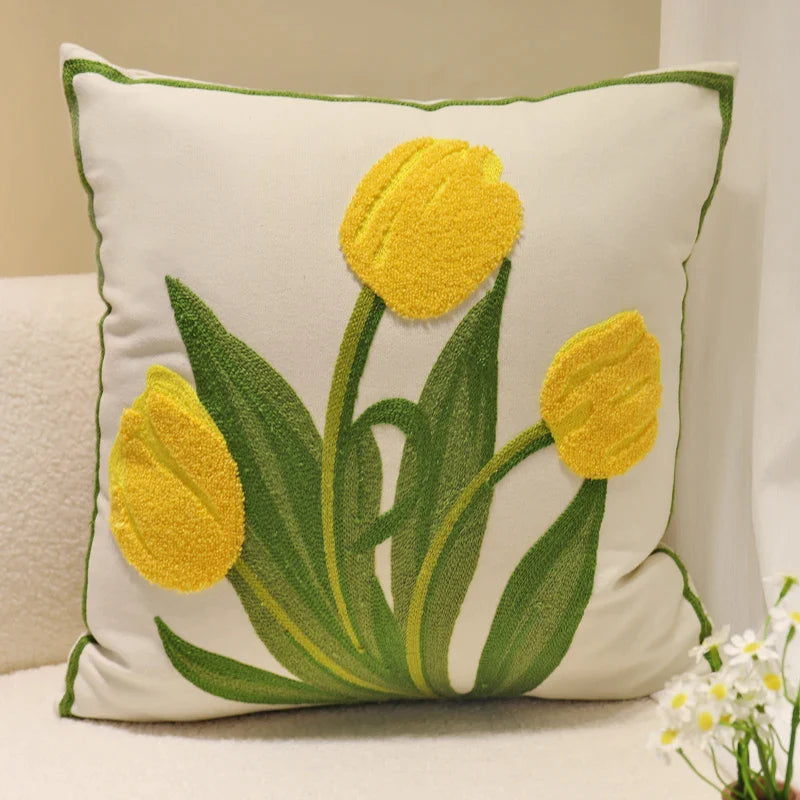 Afralia™ Plant and Flower Patterned Decorative Pillow Cover for Home and Car