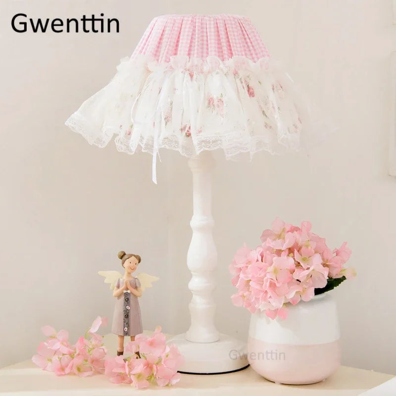 Afralia™ Korean Lace Princess Table Lamp for Kids Room, Bedroom, Bedside - Modern Light