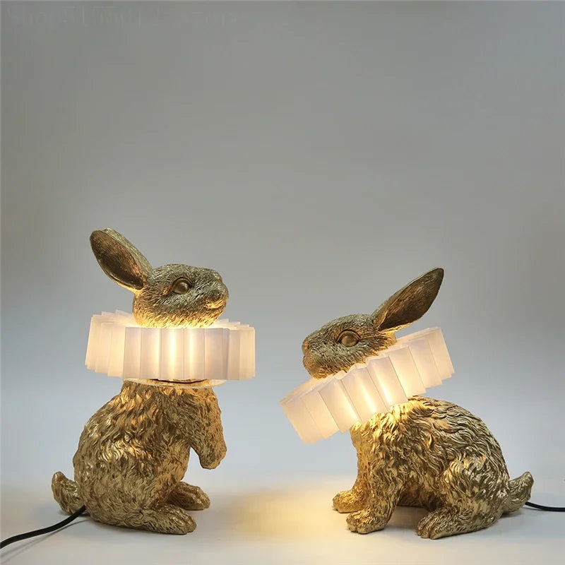 Afralia™ Rabbit LED Table Lamp: Modern Bedroom Bedside Light, Living Room Decor