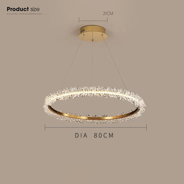 Afralia™ Gold Crystal Ring Chandelier for Living Room and Restaurant Décor