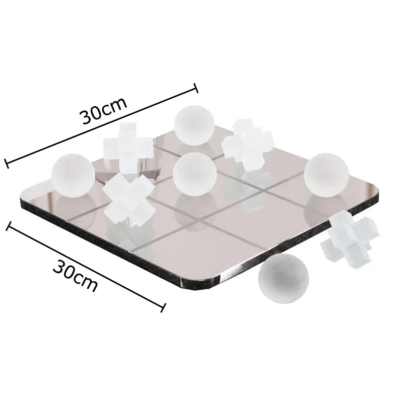 Afralia™ Acrylic Tic-Tac-Toe Chessboard Set - Geometric Art Desk Decoration with Casual Chess Pieces