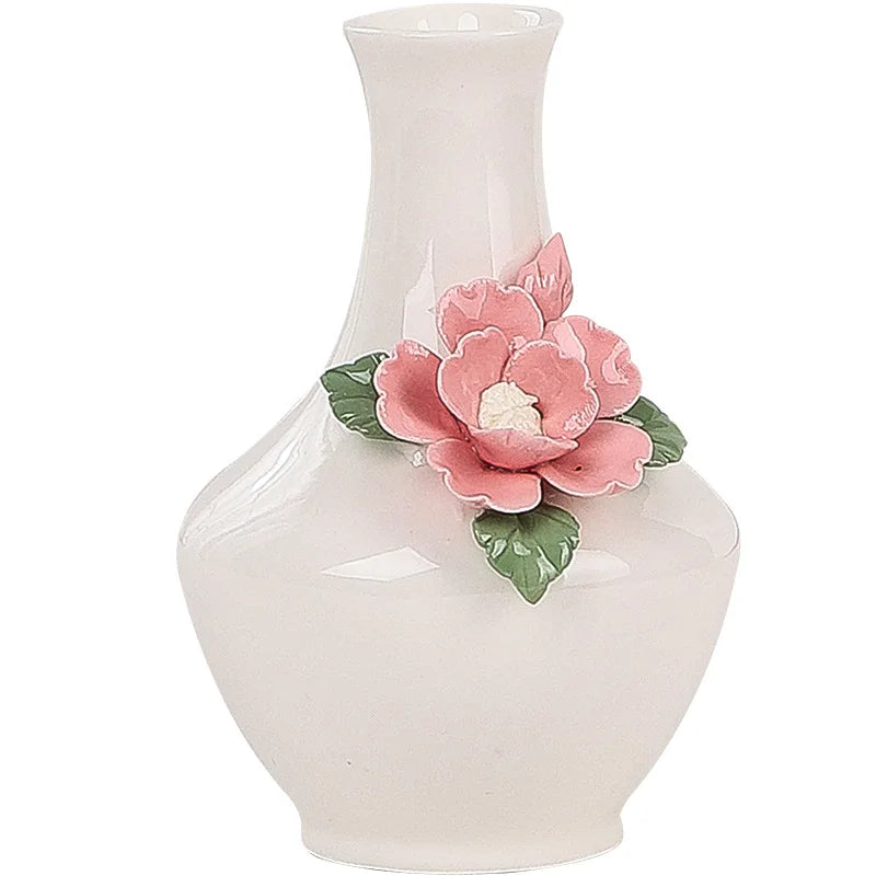 Afralia™ Mini Embossed Flower Ceramic Vase for Home Decoration and Floral Arrangement