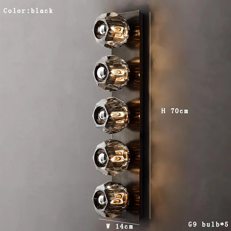 Afralia™ Crystal Wall Lamp Bronze Chrome Sconce Lights for Vintage Living Room