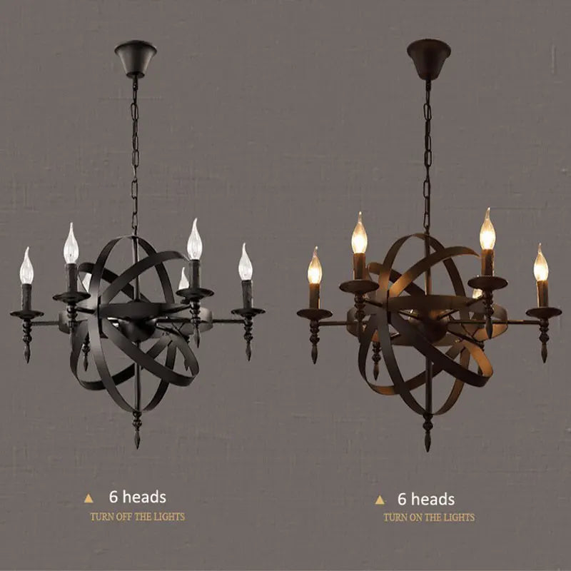 Afralia™ Industrial Iron Chandelier | Retro Globe Pendant Lighting for Living Room & Kitchen