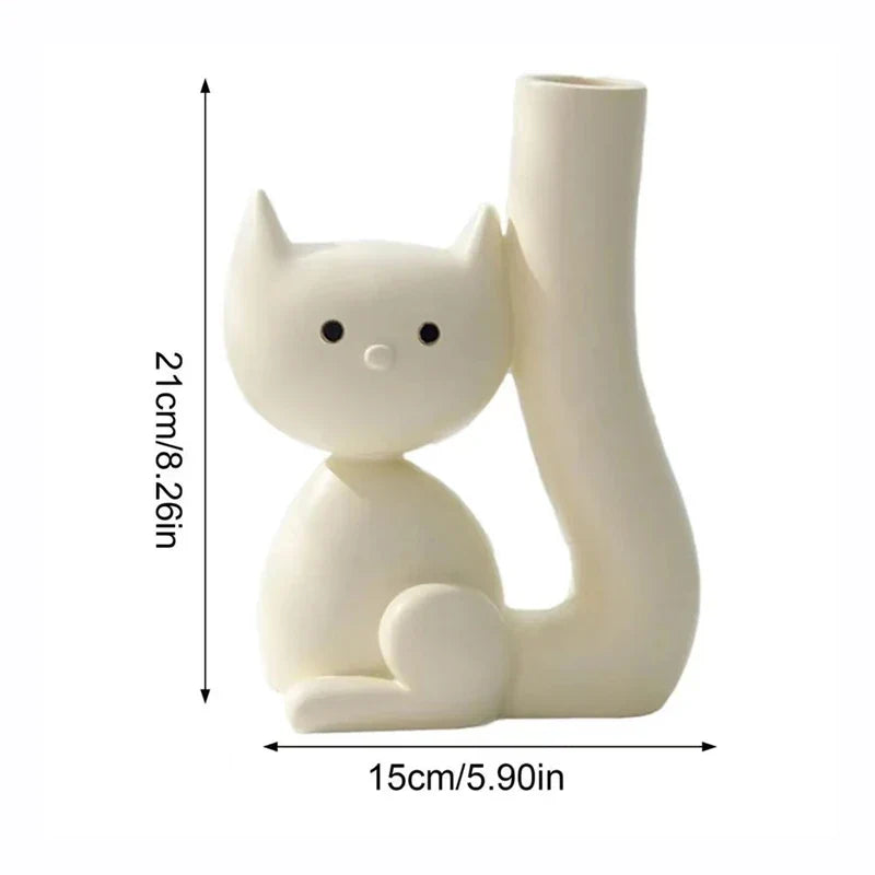 Afralia™ Ceramic Cat Vase Abstract Art for Home Decor and Indoor Living