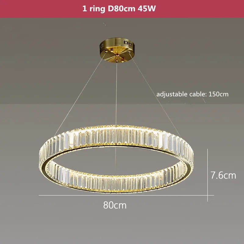 Afralia™ Crystal LED Chandelier: Modern Steel Pendant Lighting for Luxurious Foyer Decor
