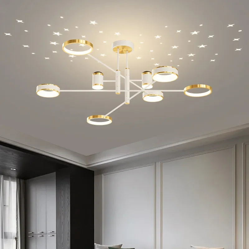 Afralia™ Nordic Starry Ceiling Chandelier: LED Dimmable Lamps for Living Room, Bedroom, Study Room