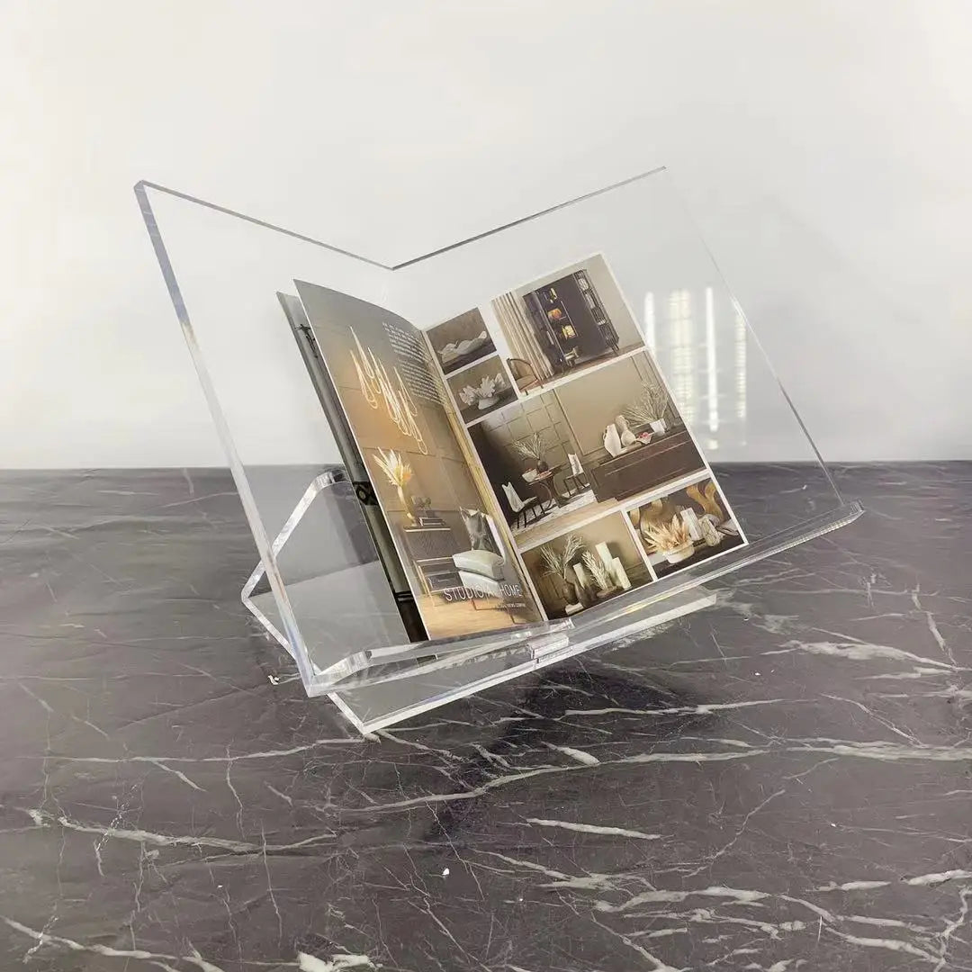 Afralia™ Acrylic Geometric Bookshelf Magazine Rack Desktop Organizer Home Decor Storage