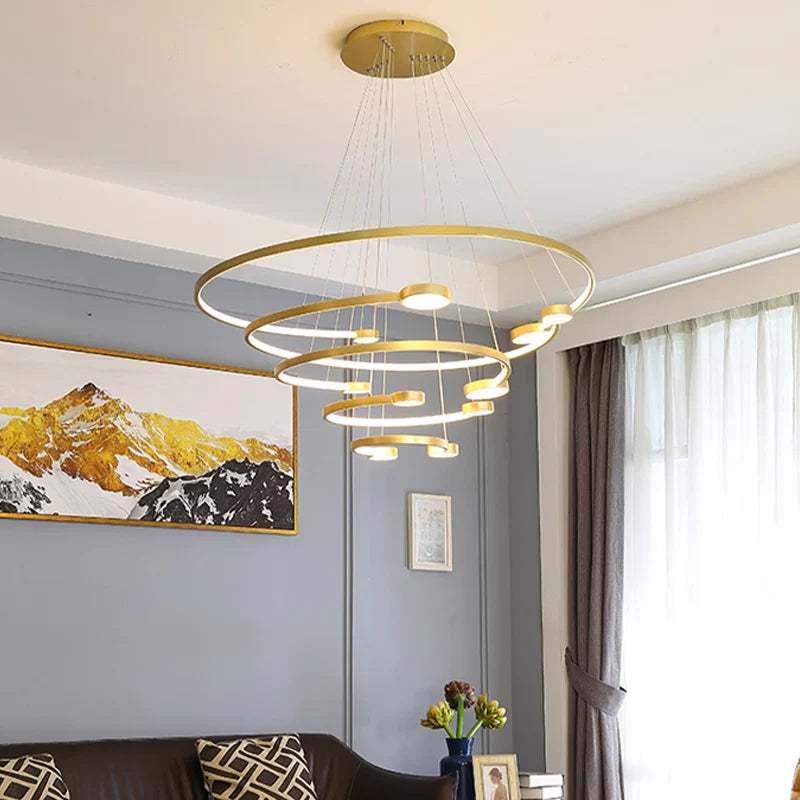 Afralia™ LED Ring Chandelier: Modern Nordic Hanging Light for Dining, Living Room, and Lobby