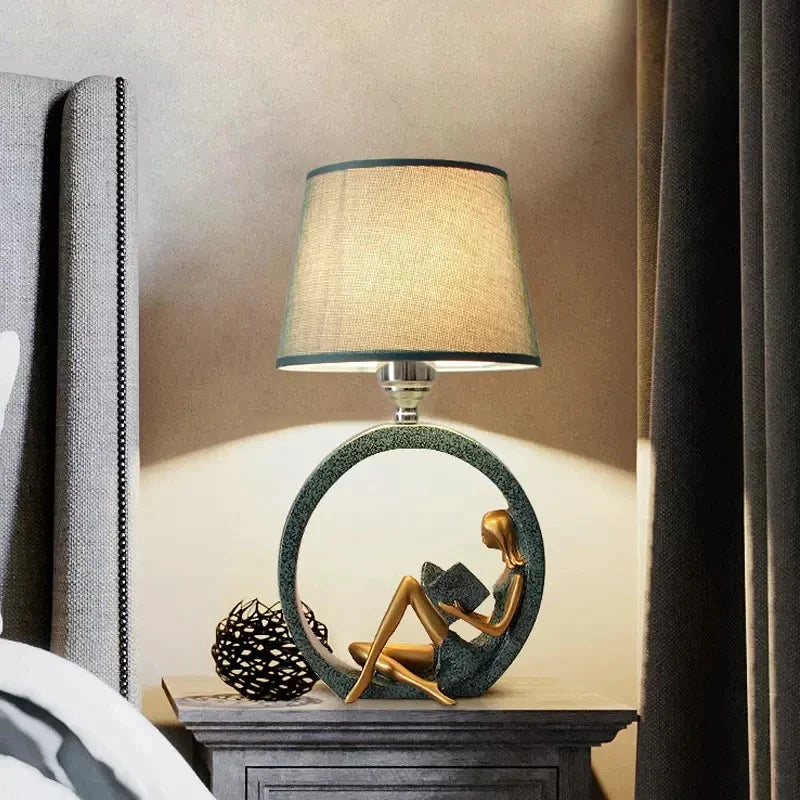 Afralia™ Nordic Art LED Desk Lamp with Cloth Lampshade for Bedroom Study Office