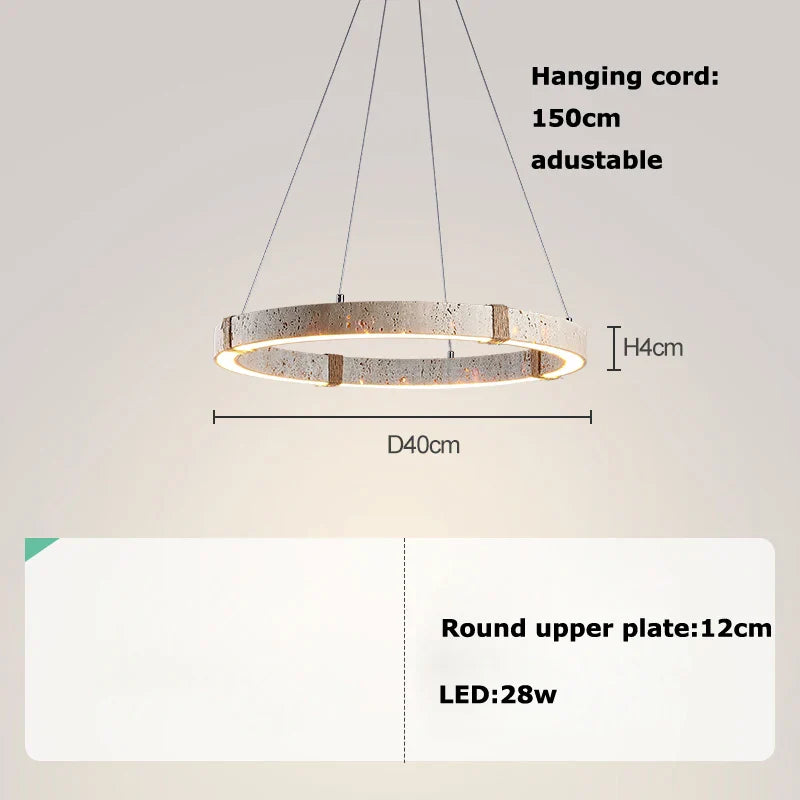 Afralia™ LED Natural Stone Round Linear Chandelier - Dimmable, Ceiling Hanging Lamps