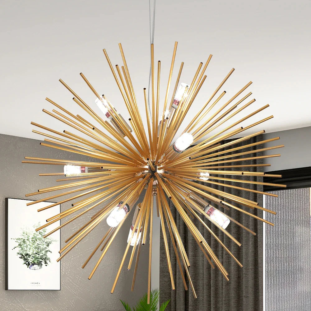 Afralia™ Aluminum Dandelion Pendant Light: Modern Sputnik Hedgehog LED Chandelier for Living & Dining Room
