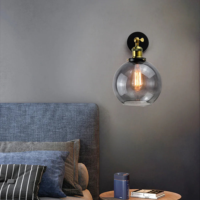 Afralia™ Vintage Loft Industrial Wall Lamp Sconce Glass Iron Art LED Light Fixtures