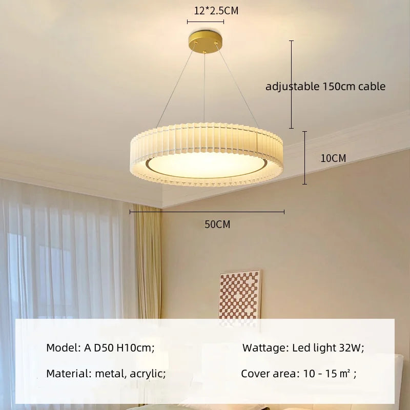 Afralia™ Nordic Fabric LED Chandelier Minimalism Pendant Light for Bedroom Dining Room