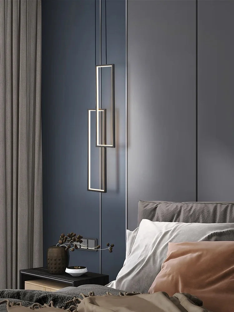 Afralia™ Modern Rectangle LED Pendant Chandelier Luminaire for Home Decor and Lighting