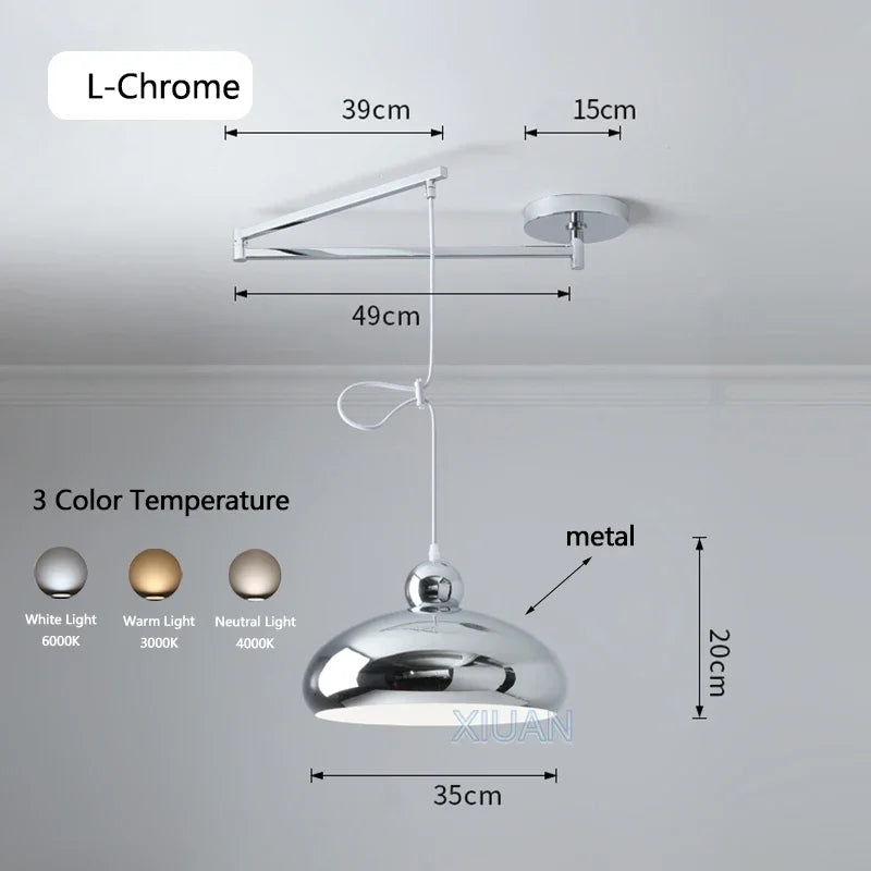 Afralia™ Modern Swing Arm Pendant Lamps PE Metal Sconces Dining Hanging Light