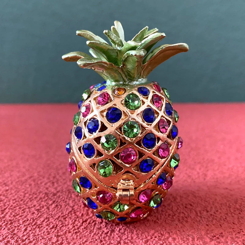 Crystal Pineapple Trinket Box Glass Fruit Figurine Paperweight by Afralia™: Art & Collection Ornament