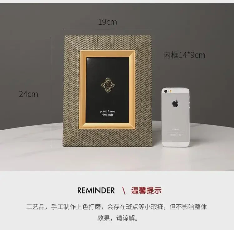 Afralia™ Leather Metal Picture Frame: Luxury Office Study Bedroom Decor & Gift