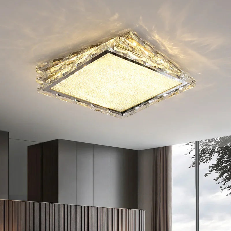 Afralia™ Crystal Ceiling Lamp: Nordic Gold LED Light for Bedroom, Hotel, Office, Living Room.