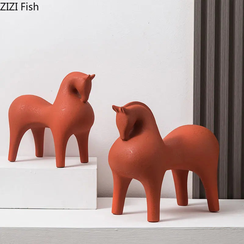 Afralia™ Abstract Ceramic Horse Sculpture Decorative Figurine