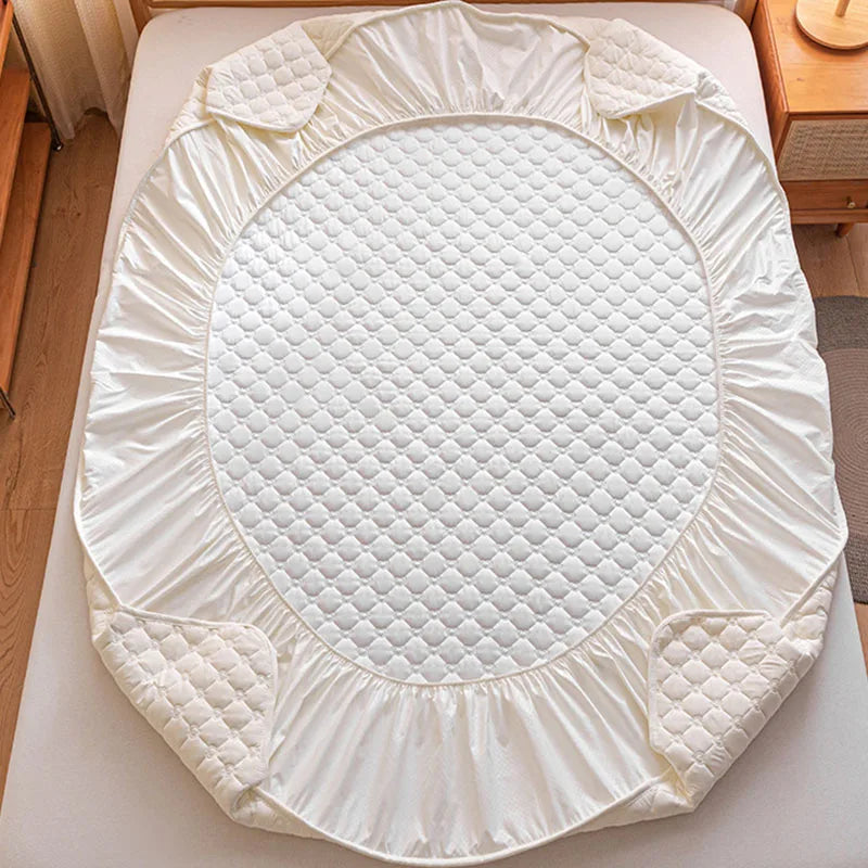 Afralia™ Waterproof Quilted Mattress Cover - Non-Slip Solid Color Bed Sheet