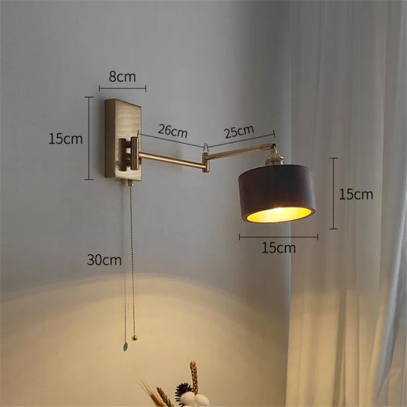 Afralia™ Modern Wooden Wall Sconce LED Light Fixture Rotate UP Down Bedroom Lamp
