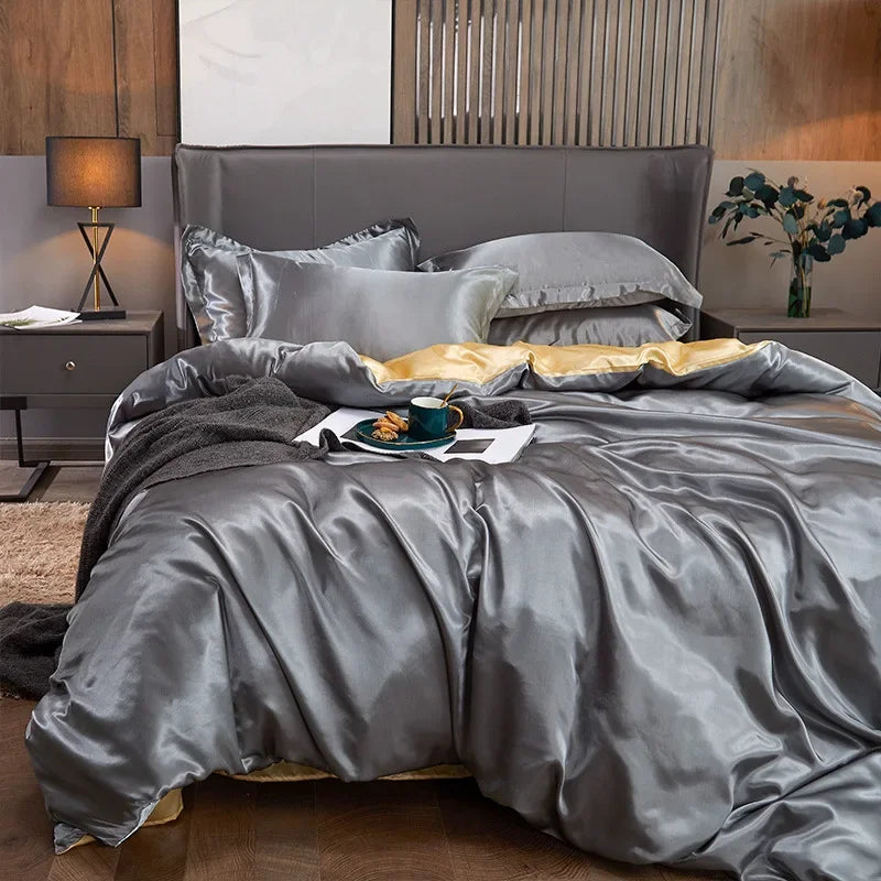 Afralia™ Nordic Silk Comforter Cover Set for Single Double, Smooth & Skin Friendly