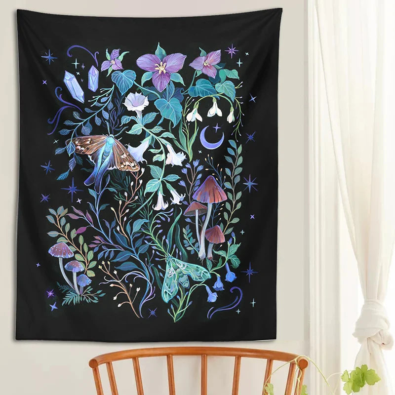 Afralia™ Psychedelic Mushroom Flower Wall Tapestry Forest Tapestries for Home Decor