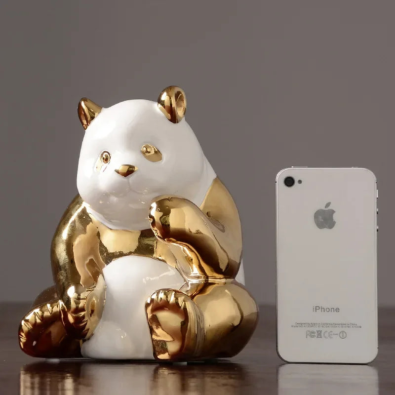 Afralia™ Panda Ceramic Crafts Decoration for Home and Office