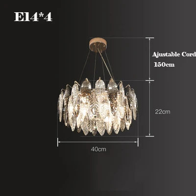 Afralia™ Luxury Feather Crystal Chandelier - Round LED Dining Room Ceiling Light