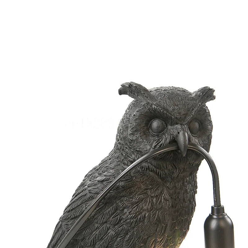 Afralia™ Owl Resin Bird Table Lamp for Halloween, Christmas, Kids' Room, and Home Decor