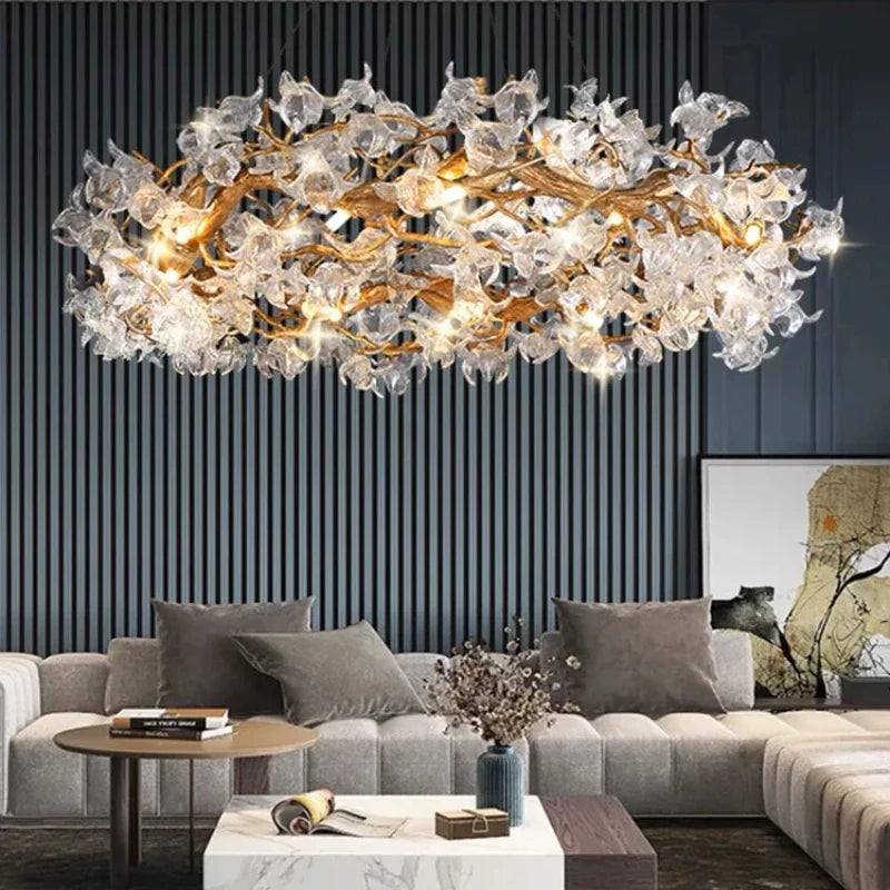 Afralia™ Crystal Branch Ceiling Chandelier | Indoor Dining Living Room Light Fixture