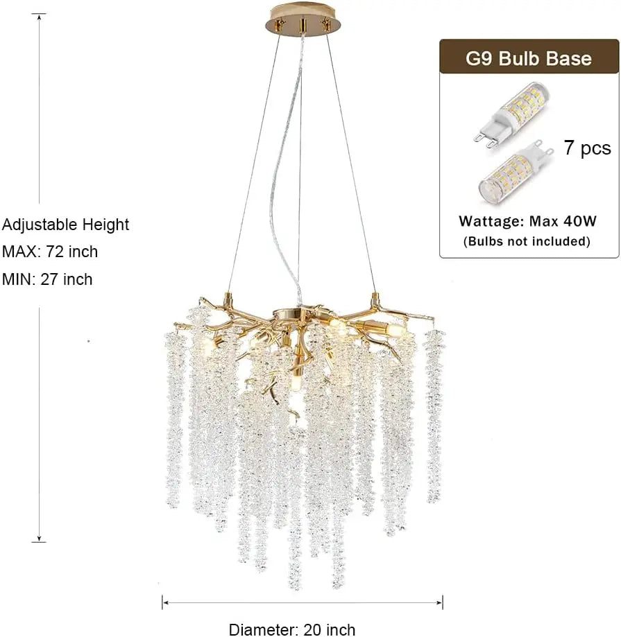 Afralia™ Crystal Tassel Chandelier: Elegant Dining Room Pendant Light Fixtures
