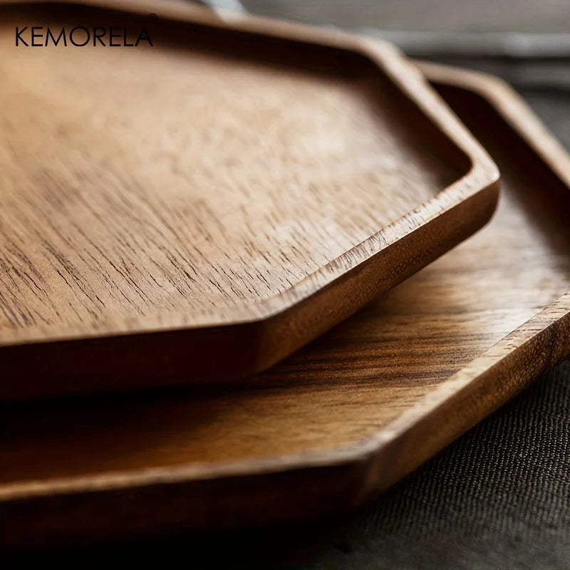 Afralia™ Solid Wooden Octagon Serving Tray | Elegant Tray for Desserts and Fruits