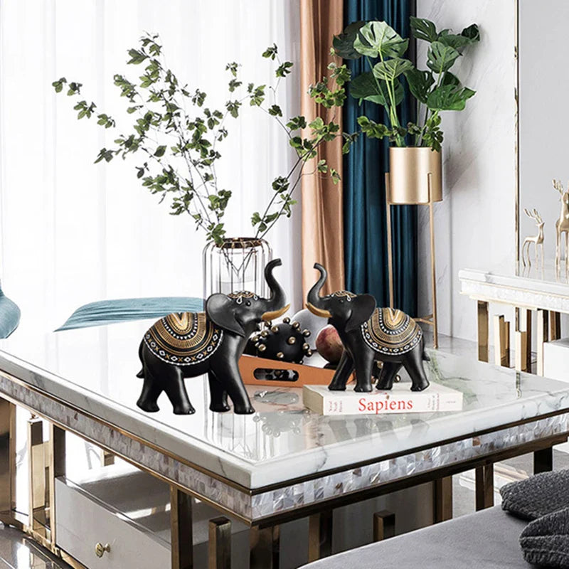 Afralia™ Elephant Sculpture Figurine for Shelf, Desk, Home Decor - Resin Statue Housewarming Gift