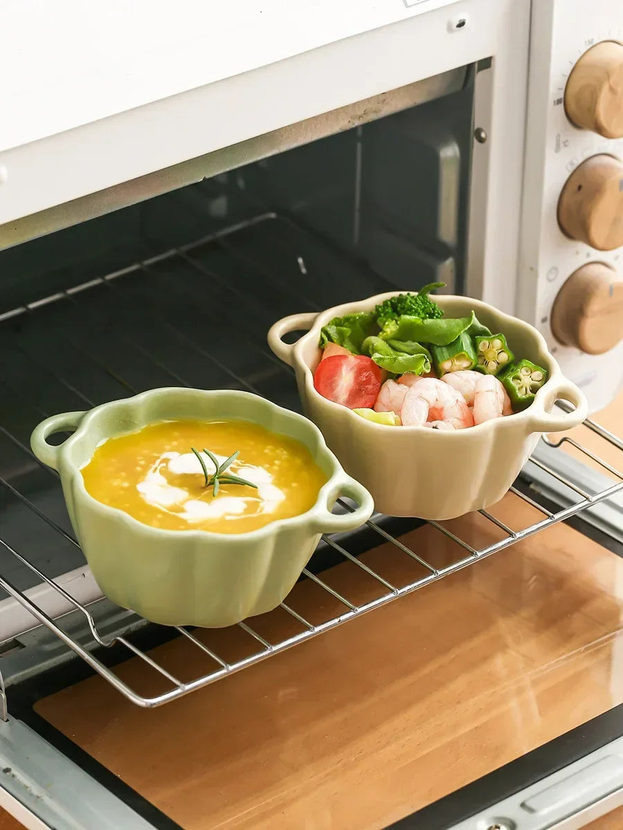 Afralia™ Pumpkin Ceramic Soup Bowl | Solid Color Tableware for Restaurant and Home