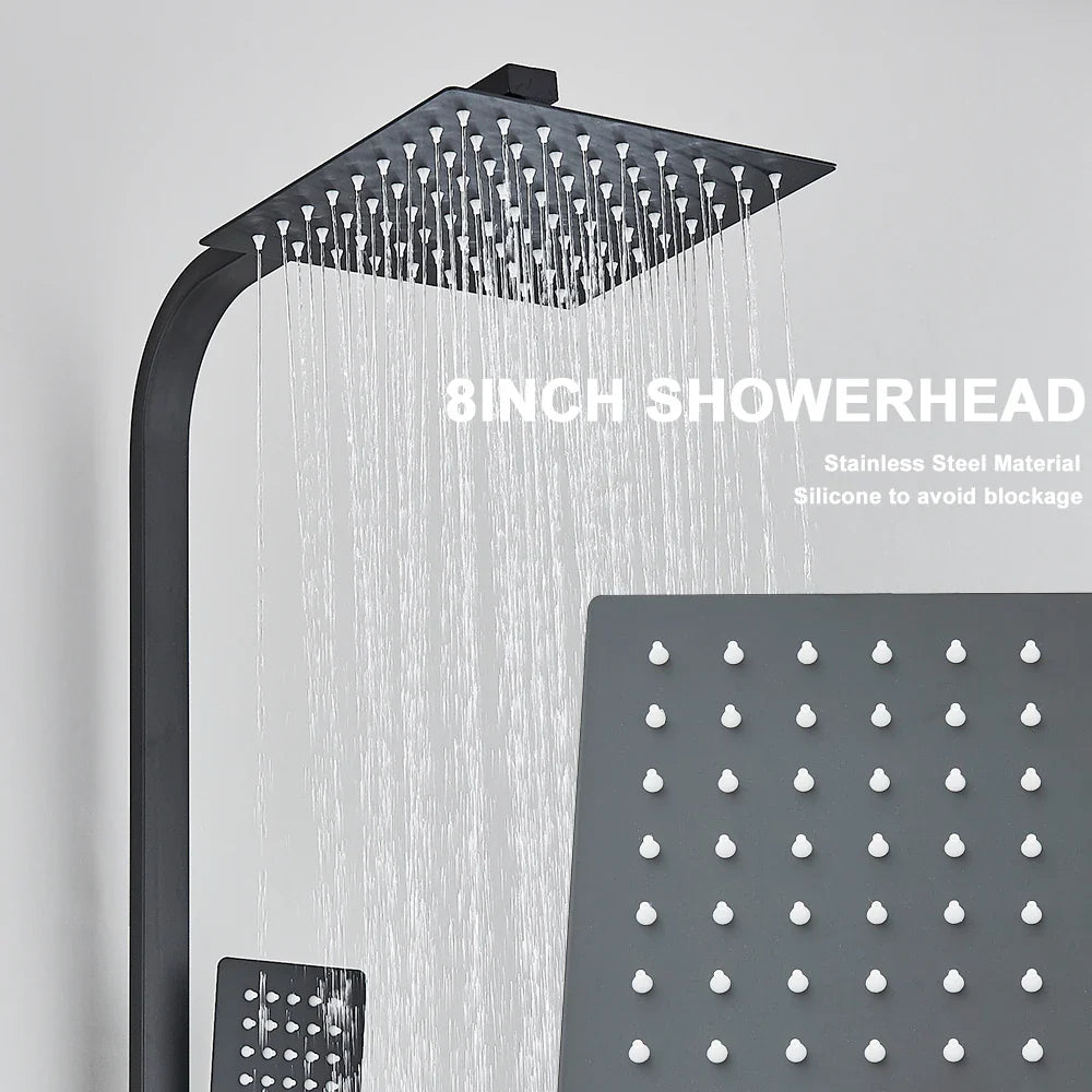 Afralia™ Matte Black Rainfall Shower Faucet Set with 8 Inch High Pressure Showerhead