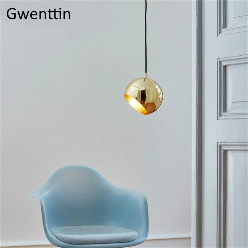 Afralia™ Gold Ball Pendant Light: Nordic Modern LED Hanging Lamp for Home Decor