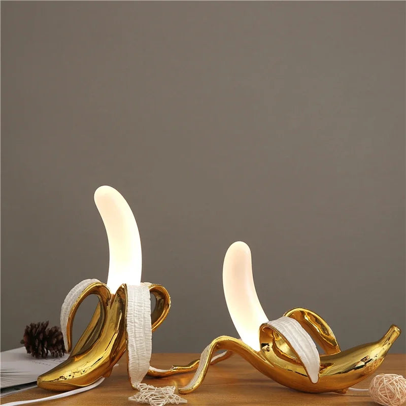 Afralia™ Nordic Glass Banana LED Night Light for Modern Living Room Bedroom Decor