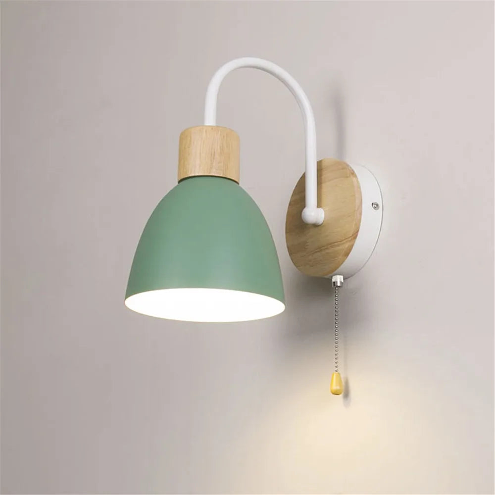 Afralia™ Curved Wood LED Wall Lamp with Switch, Bedroom & Living Room Sconce Lamps