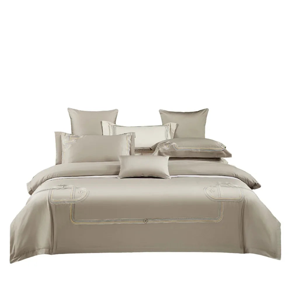 Afralia™ Pink Satin Jacquard Lotus Duvet Set 4Pcs Queen King Bedlinens