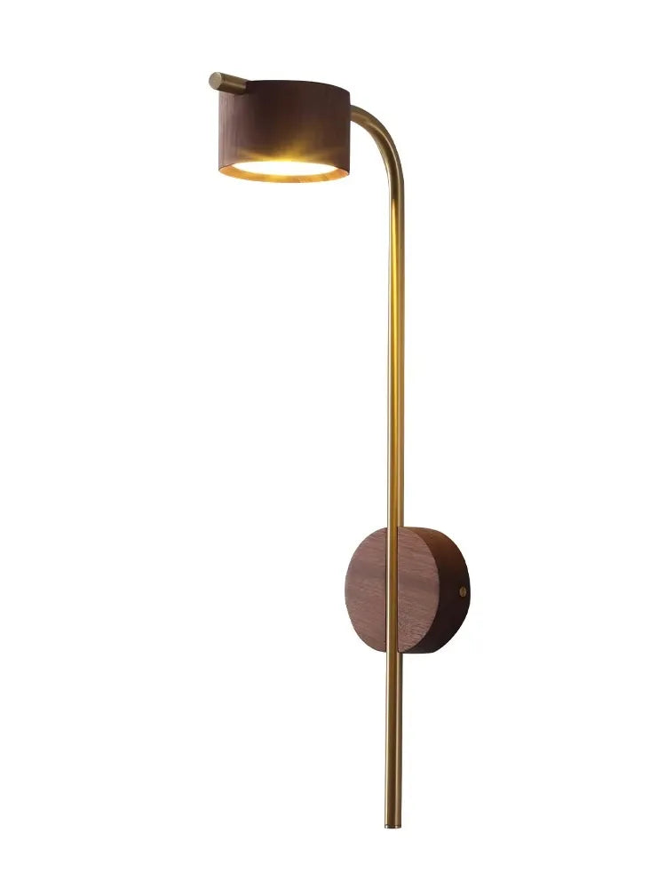 Afralia™ Black Walnut Wood LED Wall Lamp: Luxury Nordic Bedroom Reading Light